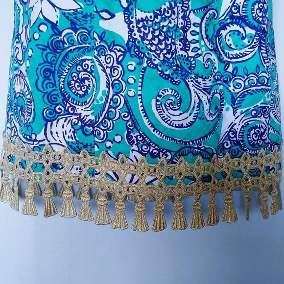 Lilly Pulitzer Eaton Shift Dress Size 4 Tassel Montauk Seaside - Picture 4 of 5